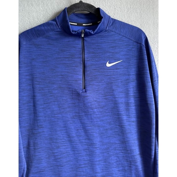 Nike Dri Fit Sweatshirt Women Medium Blue 1/4 Zip Long Sleeve High Neck Running - Picture 4 of 16
